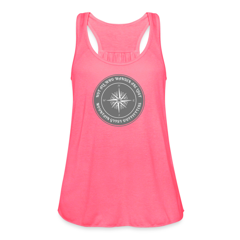 Not all Who Wander Flowy Tank - neon pink