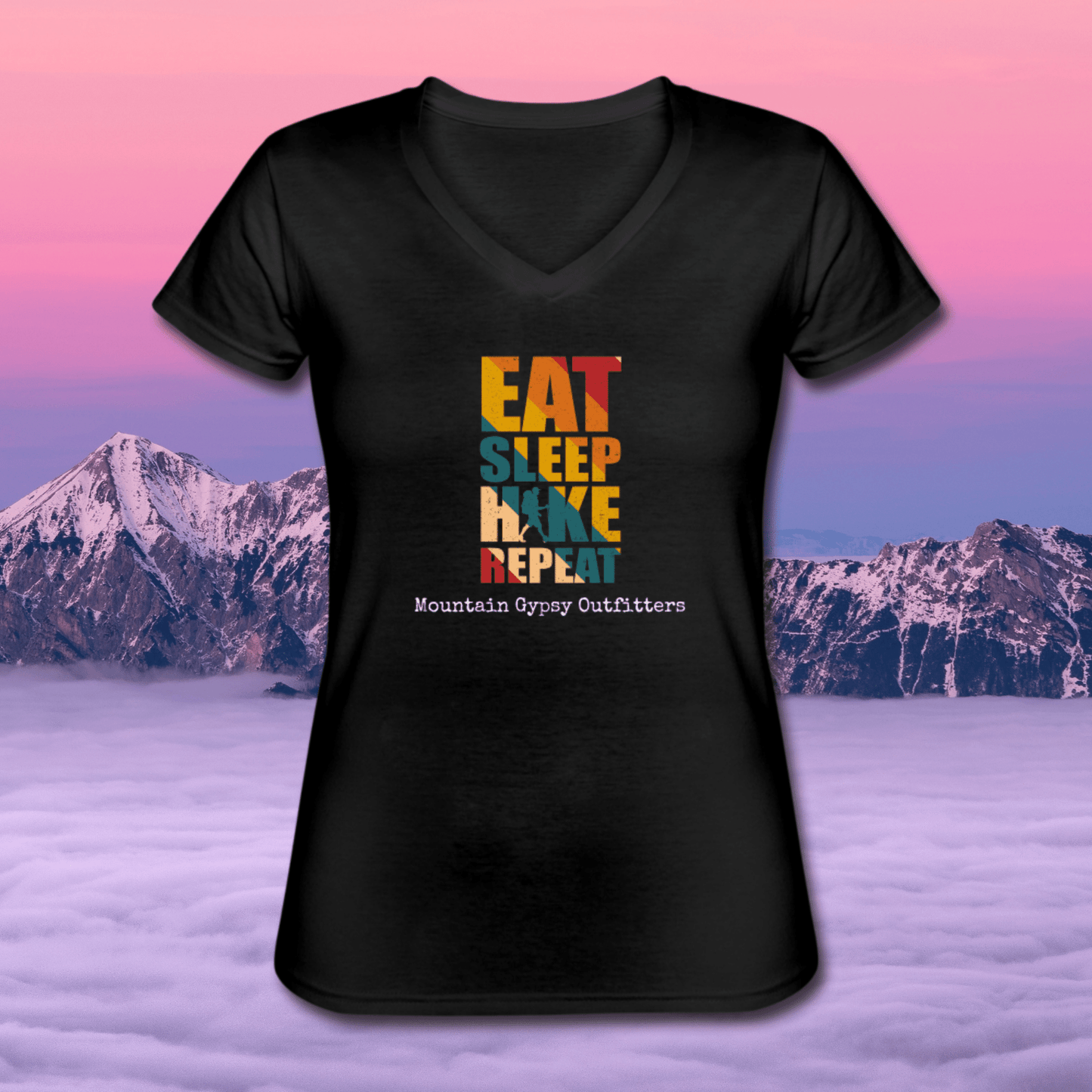 Eat, Sleep, Hike V-neck Tee