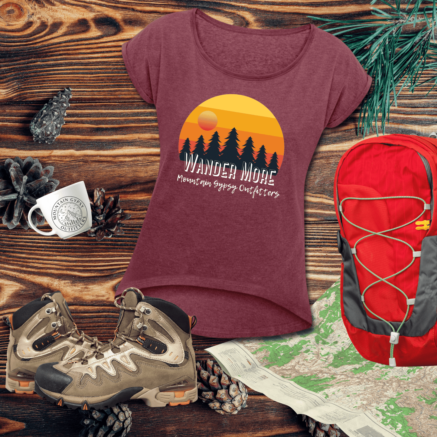 Wander More Roll Cuff T-Shirt