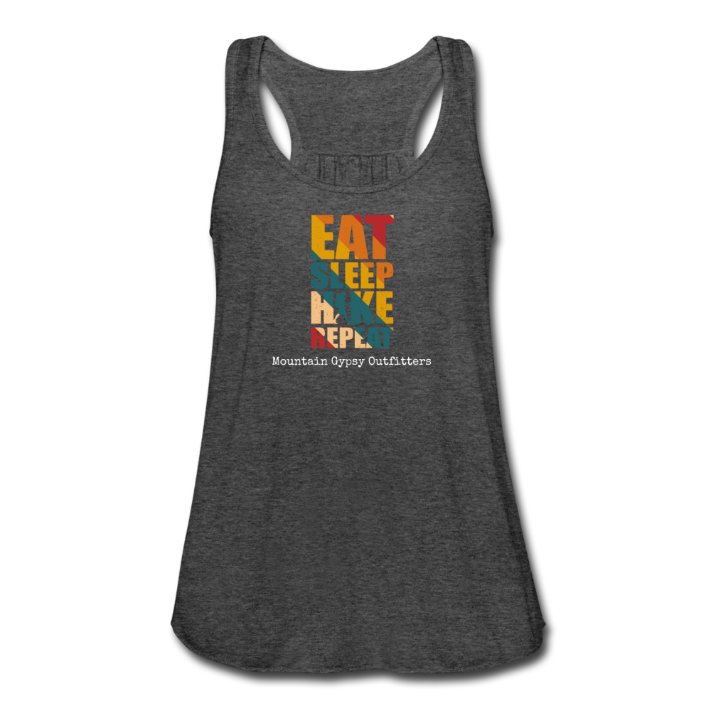 Eat, Sleep, Hike Flowy Tank - deep heather