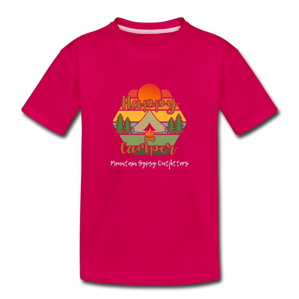 Happy Camper Toddler Tee - dark pink