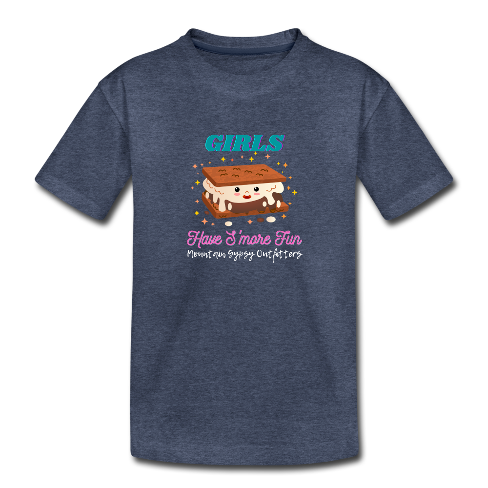 Girls Have Smore Fun Tee - heather blue