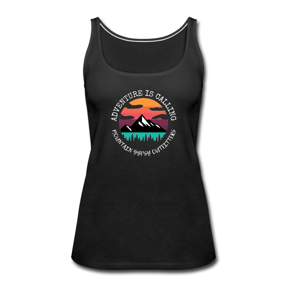 Adventure Is Calling Fitted Tank - black