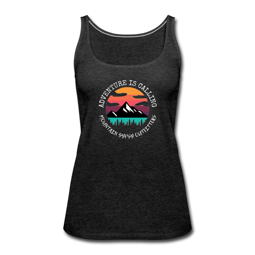 Adventure Is Calling Fitted Tank - charcoal grey
