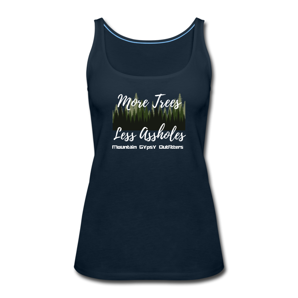 More Trees Fitted Tank - deep navy