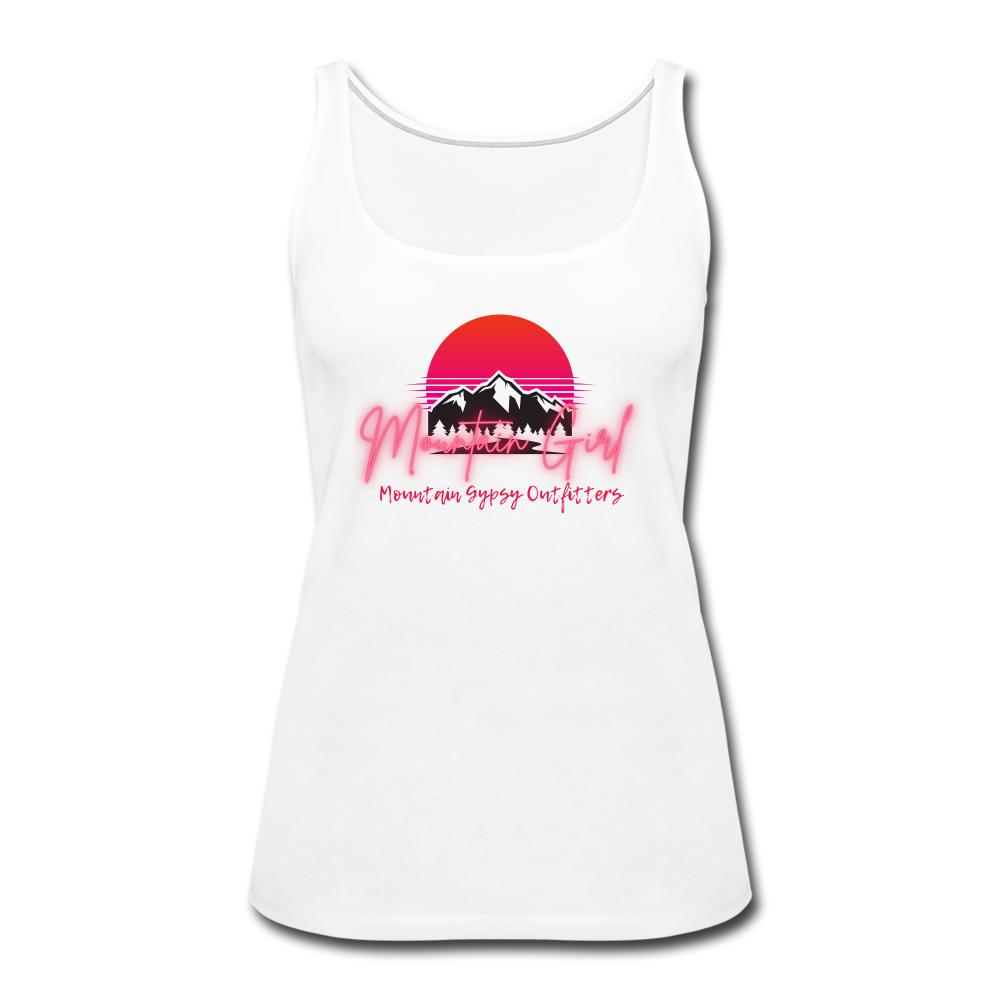 Mountain Girl Fitted Tank - white