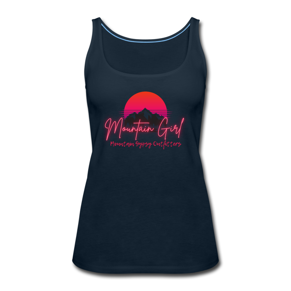 Mountain Girl Fitted Tank - deep navy
