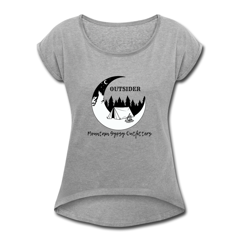 Outsider Roll Cuff Tee - heather gray