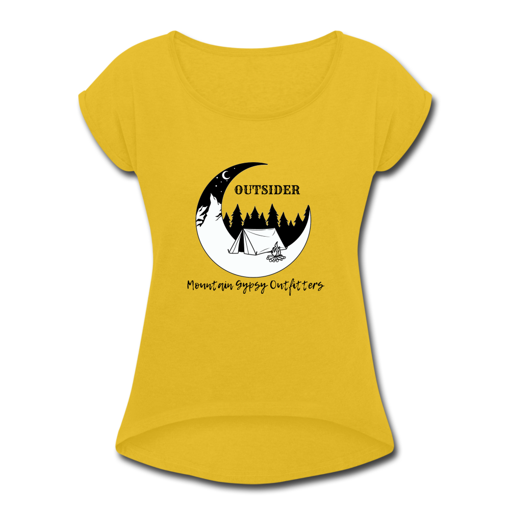 Outsider Roll Cuff Tee - mustard yellow