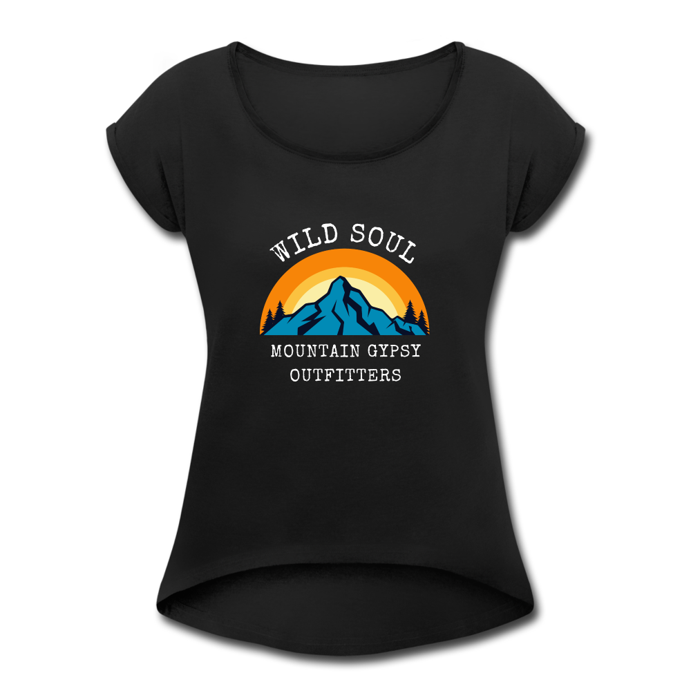 Wild Soul Roll Cuff Tee - black