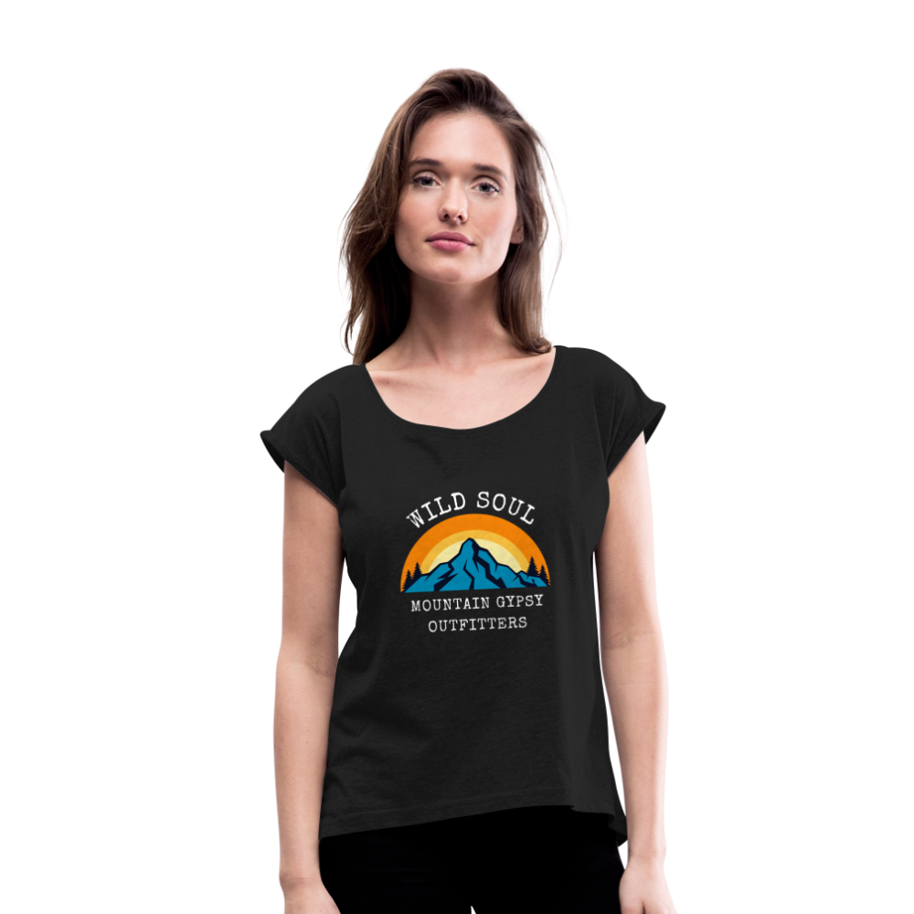 Wild Soul Roll Cuff Tee - black