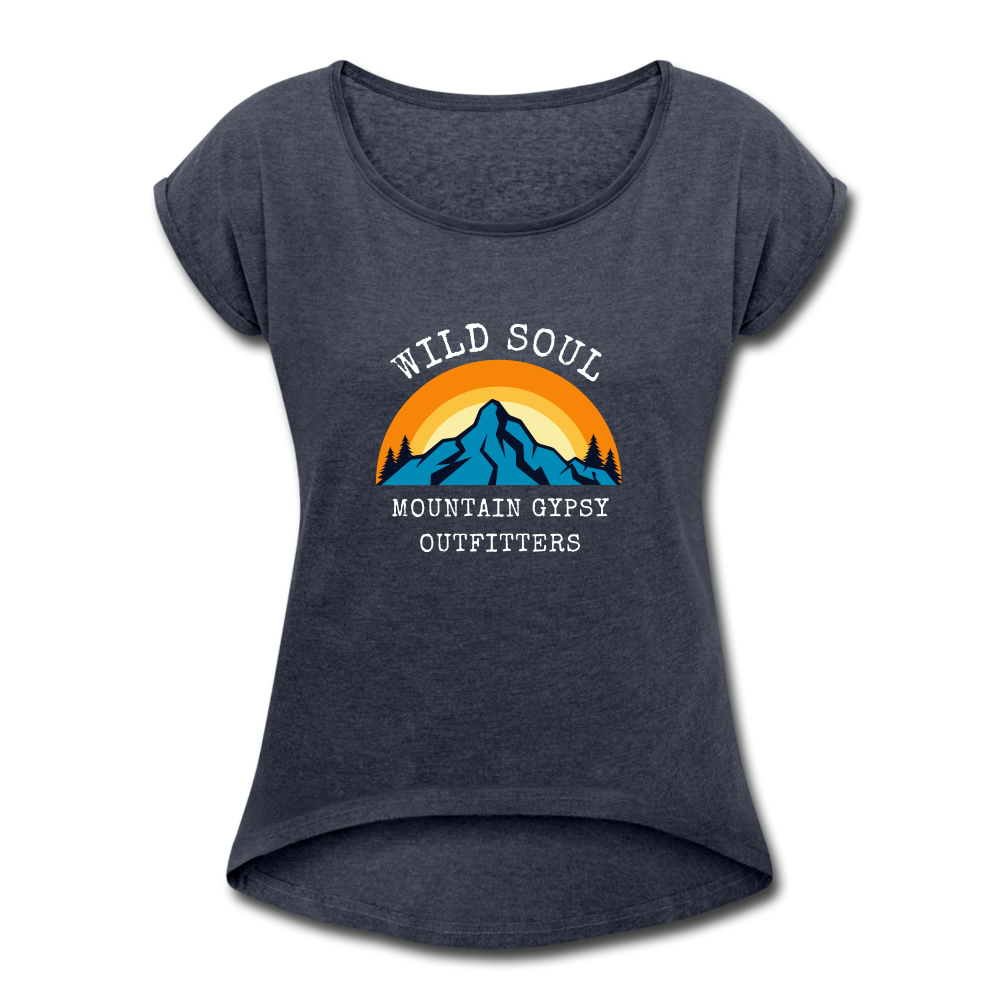 Wild Soul Roll Cuff Tee - navy heather