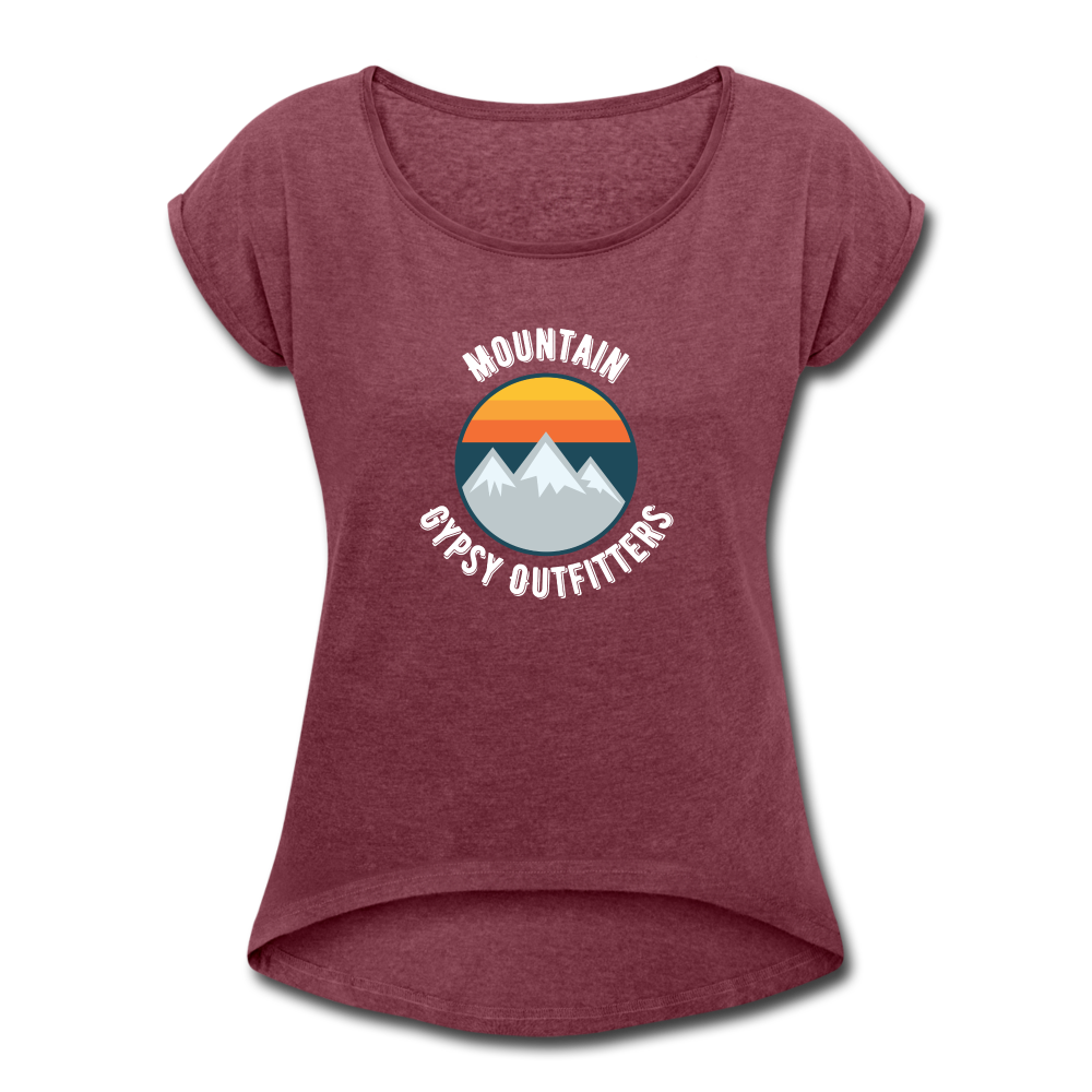 Retro MGO Roll Cuff Tee - heather burgundy