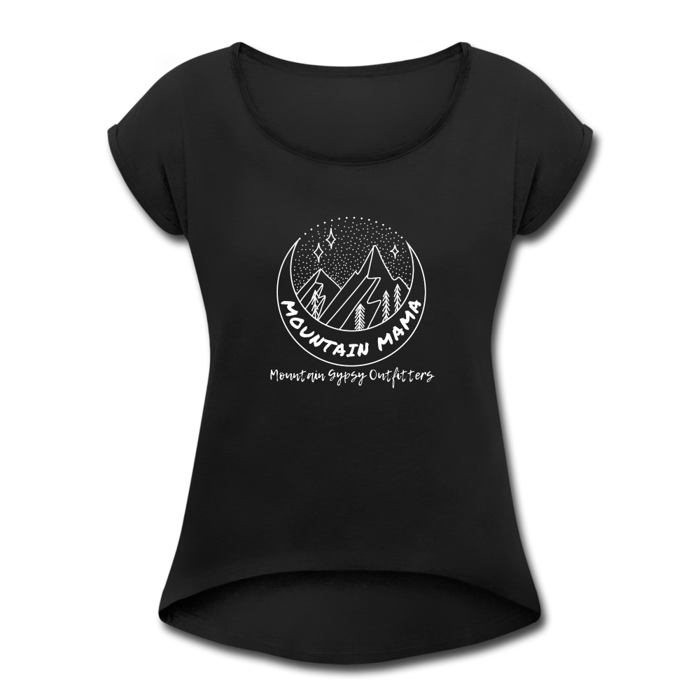 Mountain Mama Roll Cuff Tee - black