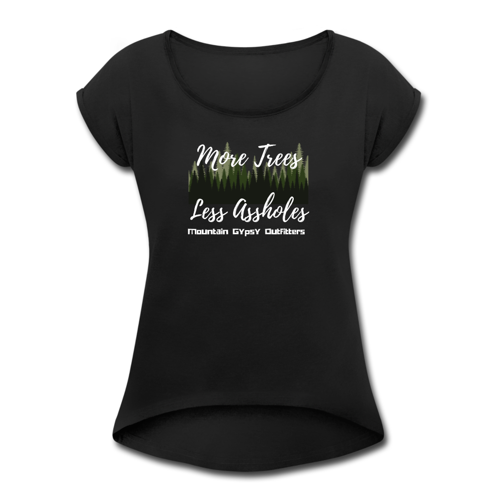 More Tree Roll Cuff Tee - black