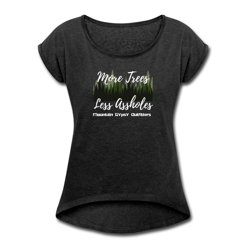 More Tree Roll Cuff Tee - heather black