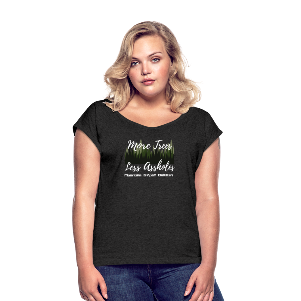 More Tree Roll Cuff Tee - heather black