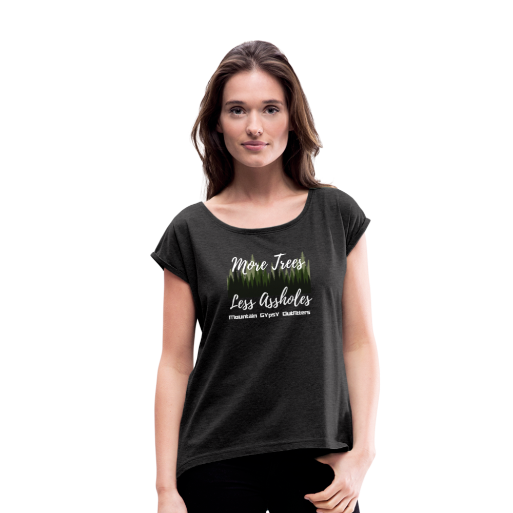 More Tree Roll Cuff Tee - heather black