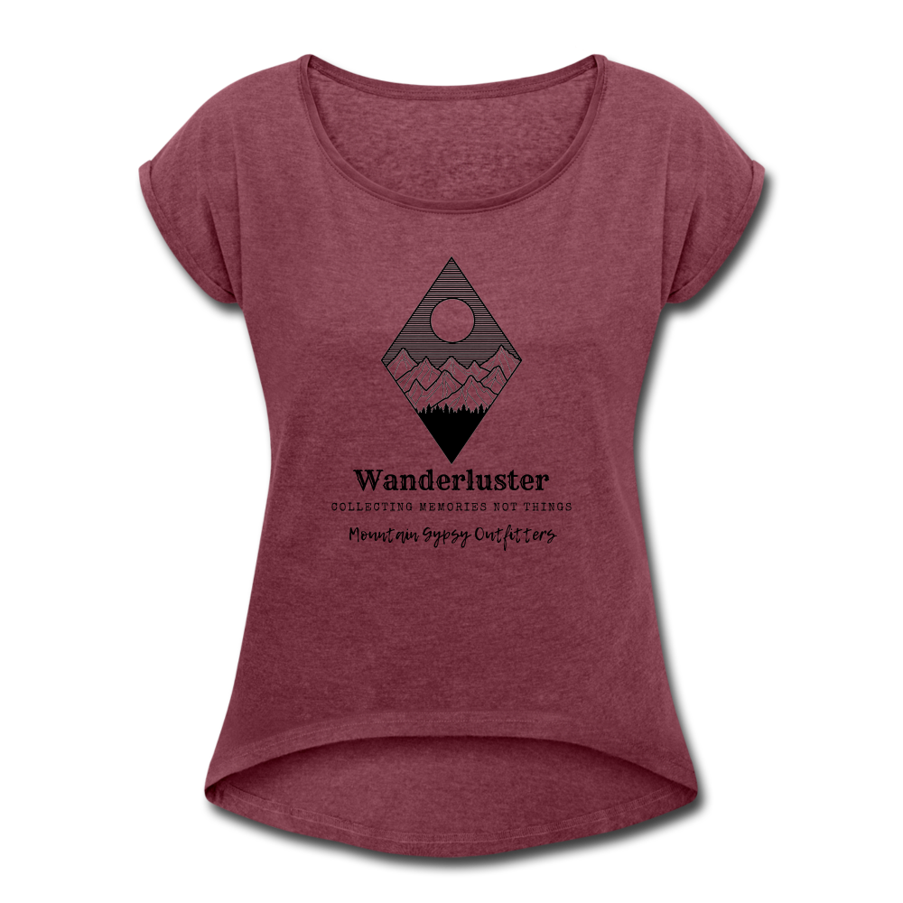 Collecting Memories Roll Cuff Tee - heather burgundy