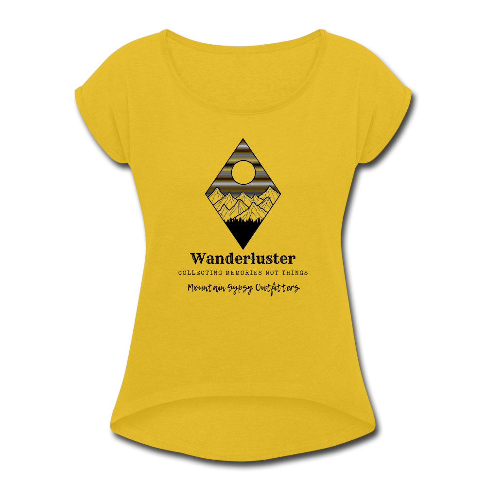Collecting Memories Roll Cuff Tee - mustard yellow