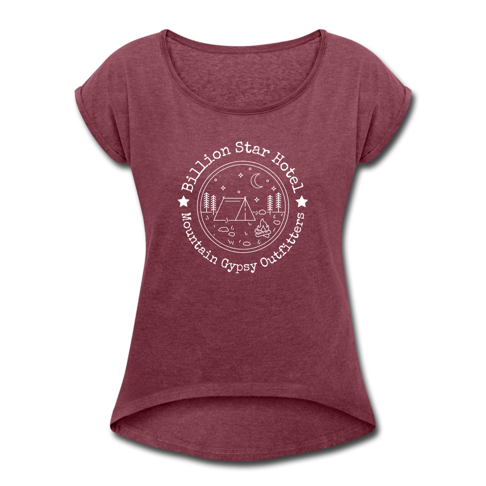 Billion Star Roll Cuff Tee - heather burgundy