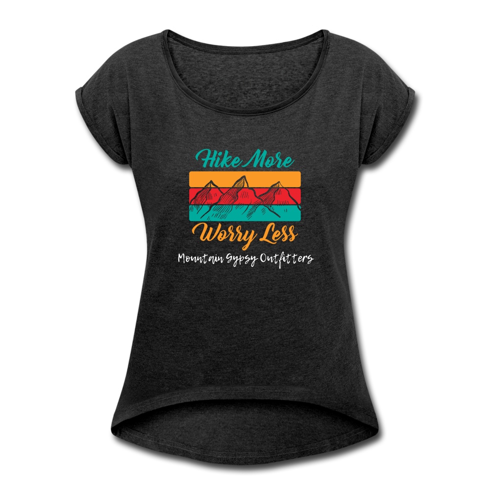 Hike More Roll Cuff Tee - heather black