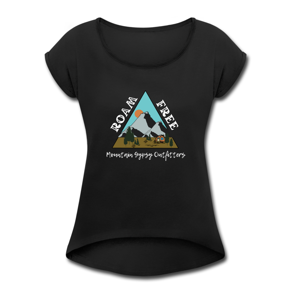 Roam Free Roll Cuff Tee - black