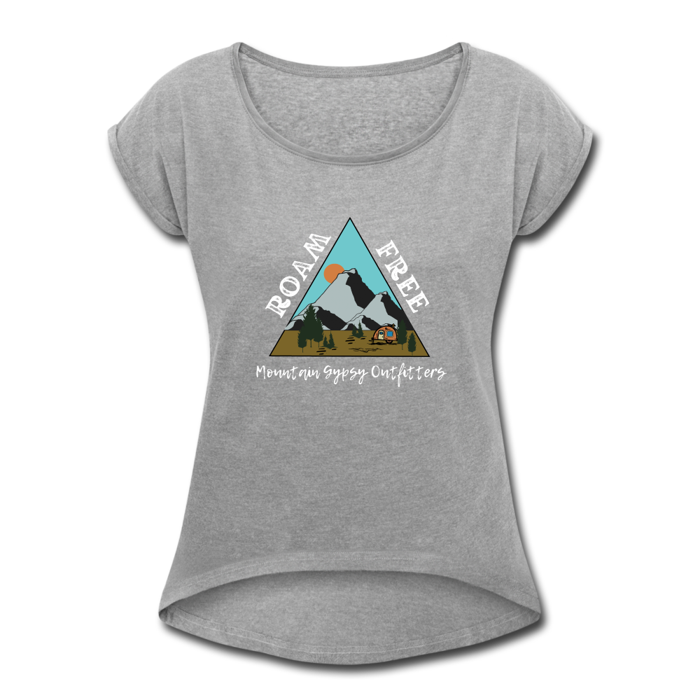 Roam Free Roll Cuff Tee - heather gray