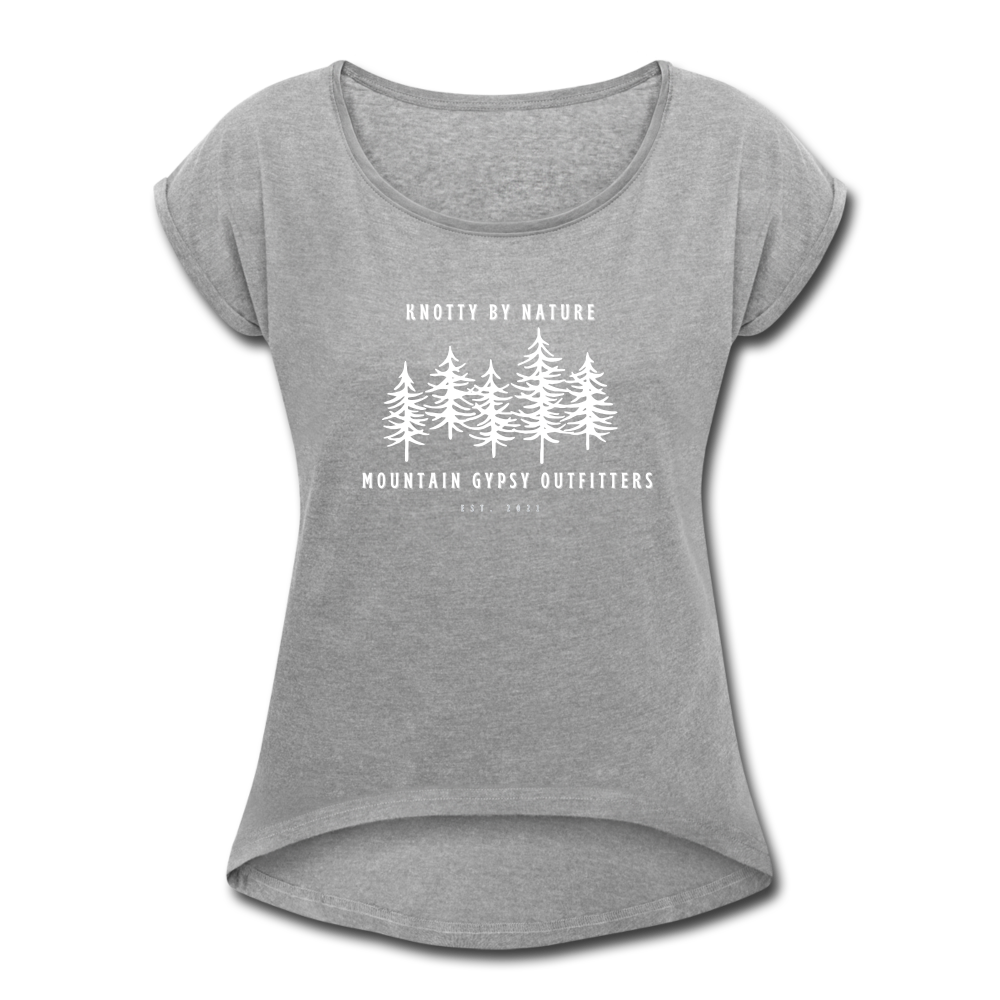 Knotty Roll Cuff Tee - heather gray