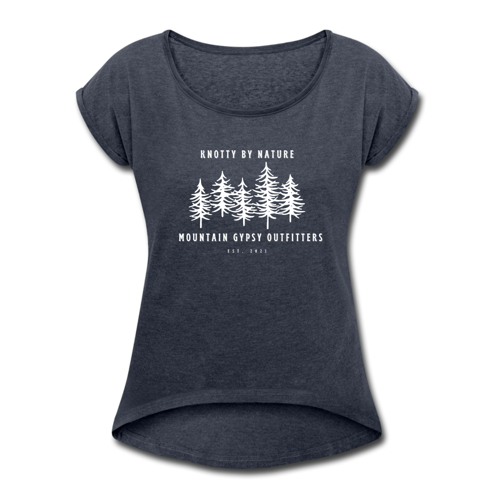 Knotty Roll Cuff Tee - navy heather