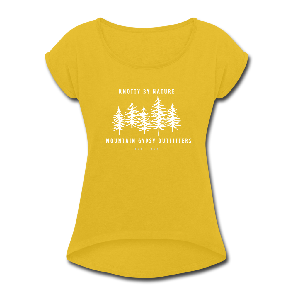 Knotty Roll Cuff Tee - mustard yellow