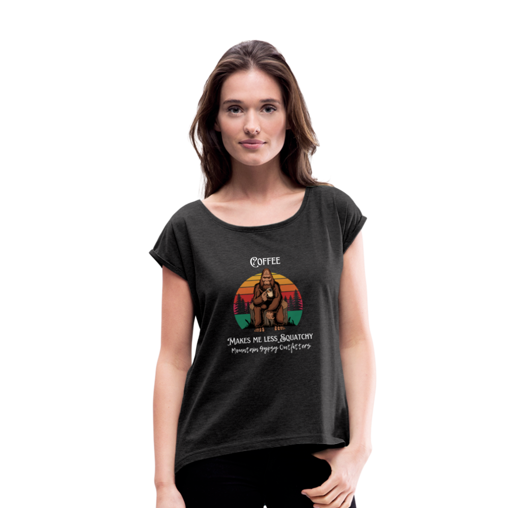 Squatchy Roll Cuff Tee - heather black