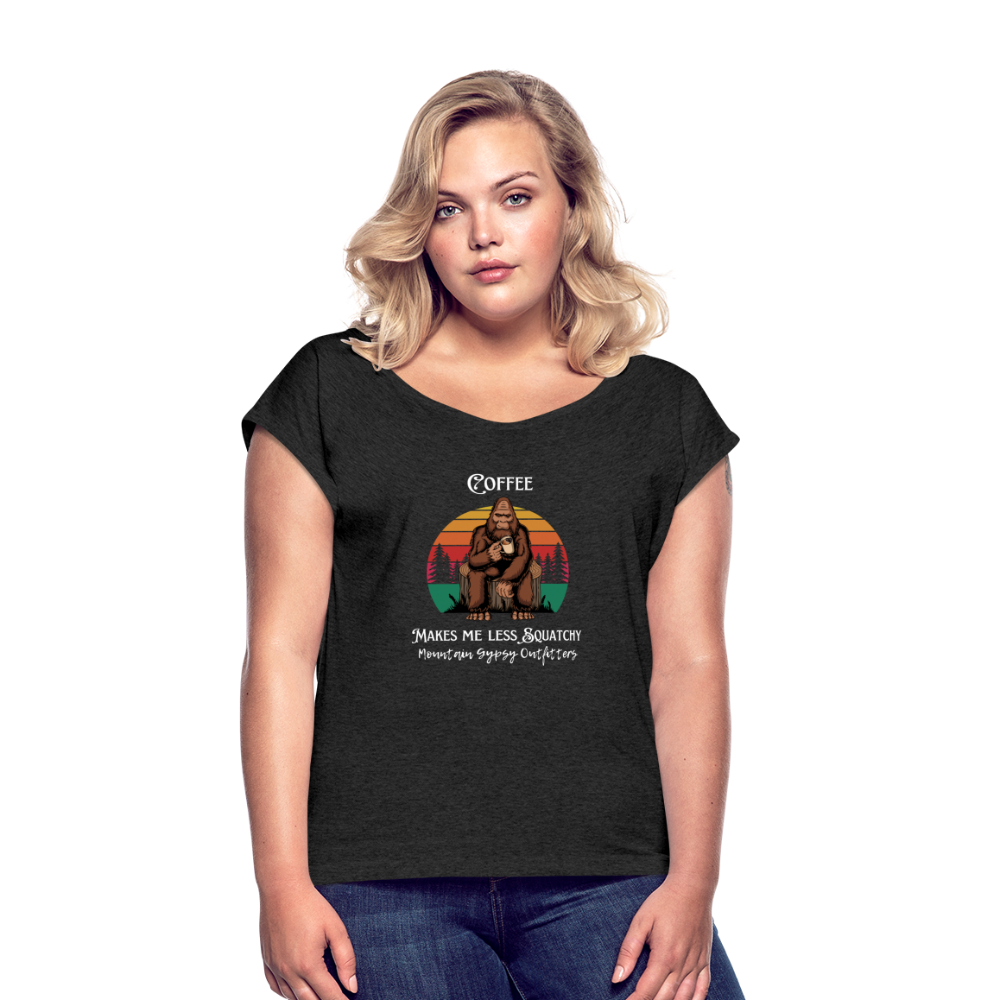 Squatchy Roll Cuff Tee - heather black