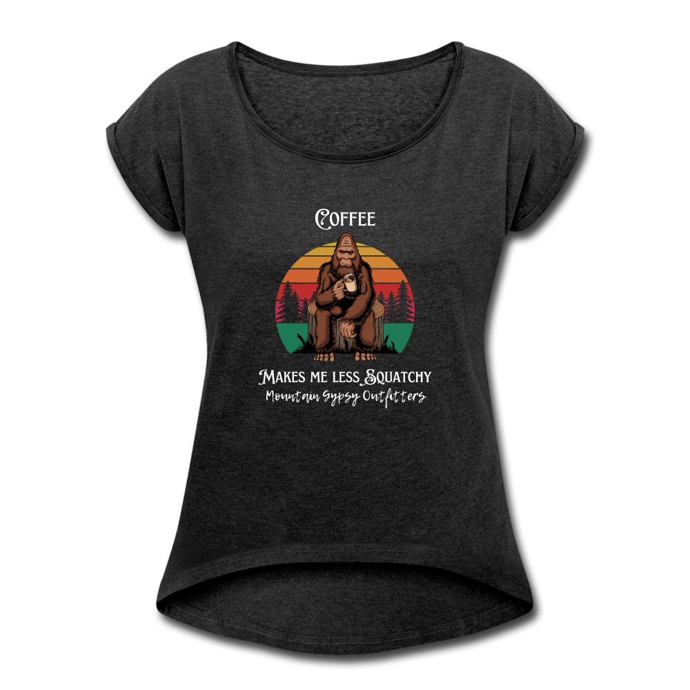 Squatchy Roll Cuff Tee - heather black