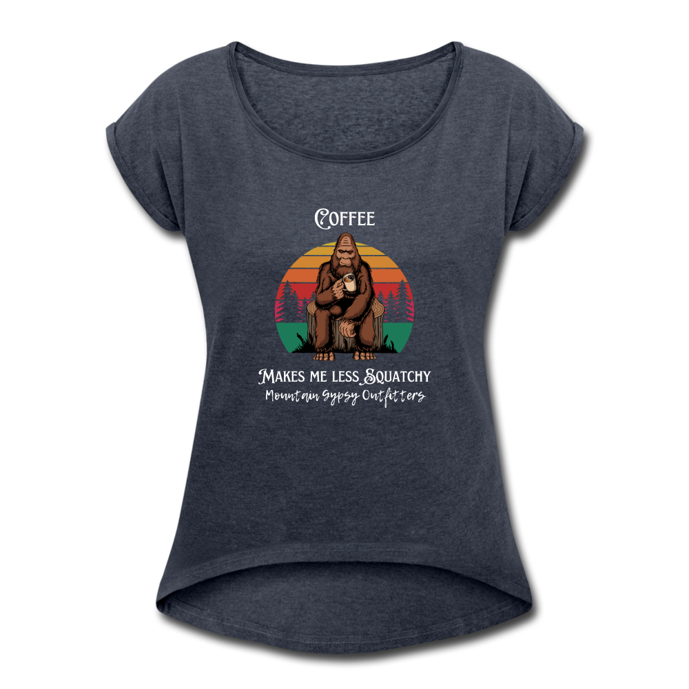 Squatchy Roll Cuff Tee - navy heather