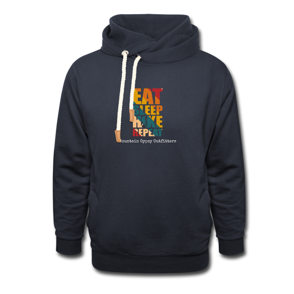 Eat, Sleep, Hike Shawl Hoodie - navy