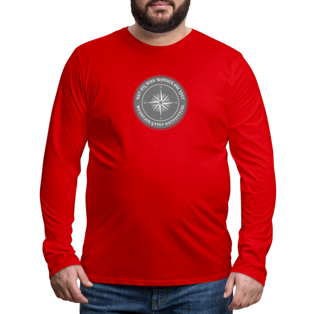 Not All Who Wander Long Sleeve - red