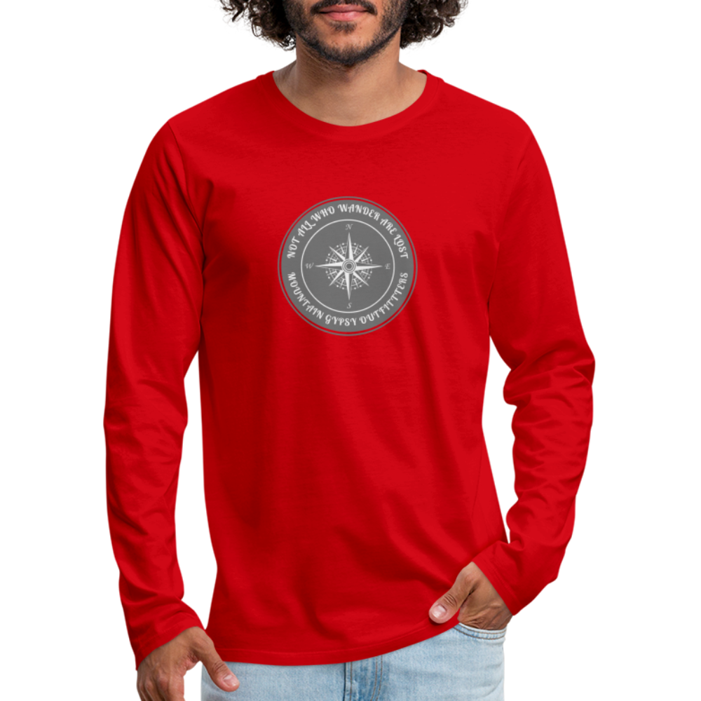Not All Who Wander Long Sleeve - red