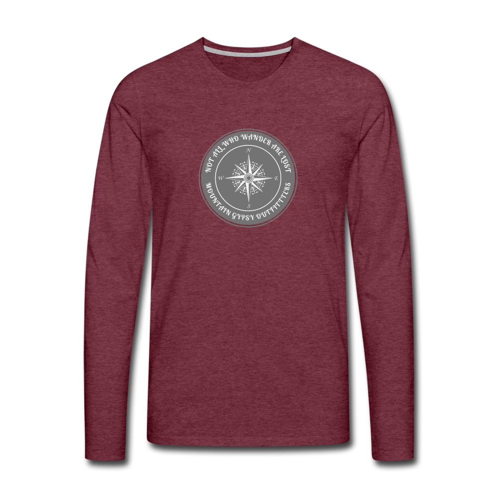 Not All Who Wander Long Sleeve - heather burgundy