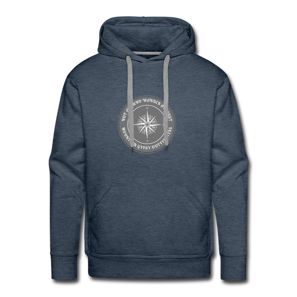 Not All Who Wander Hoodie - heather denim