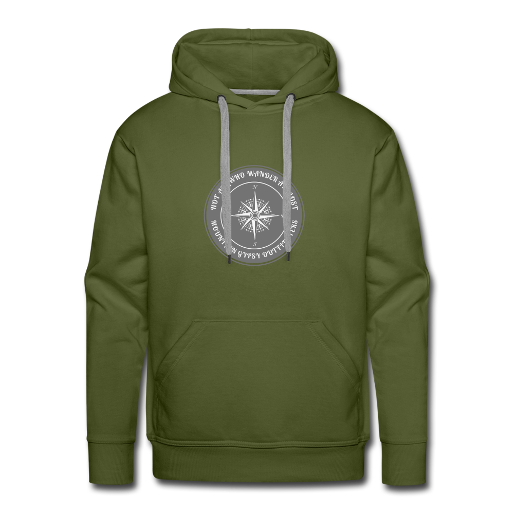 Not All Who Wander Hoodie - olive green
