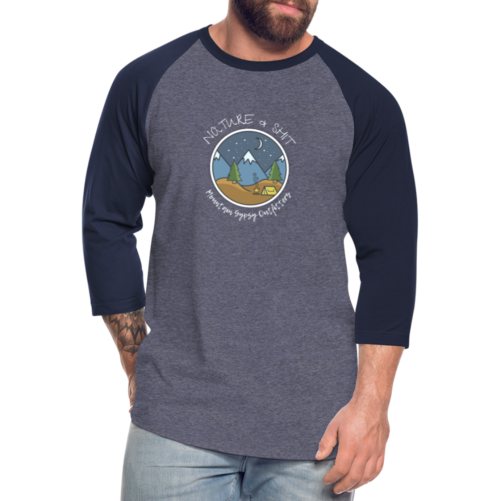 Nature & Shit 3/4 Sleeve - heather blue/navy