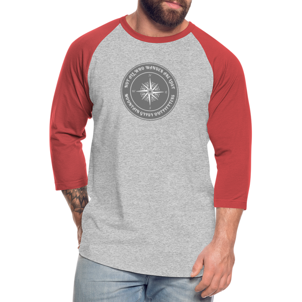 Not All Who Wander 3/4 Sleeve - heather gray/red