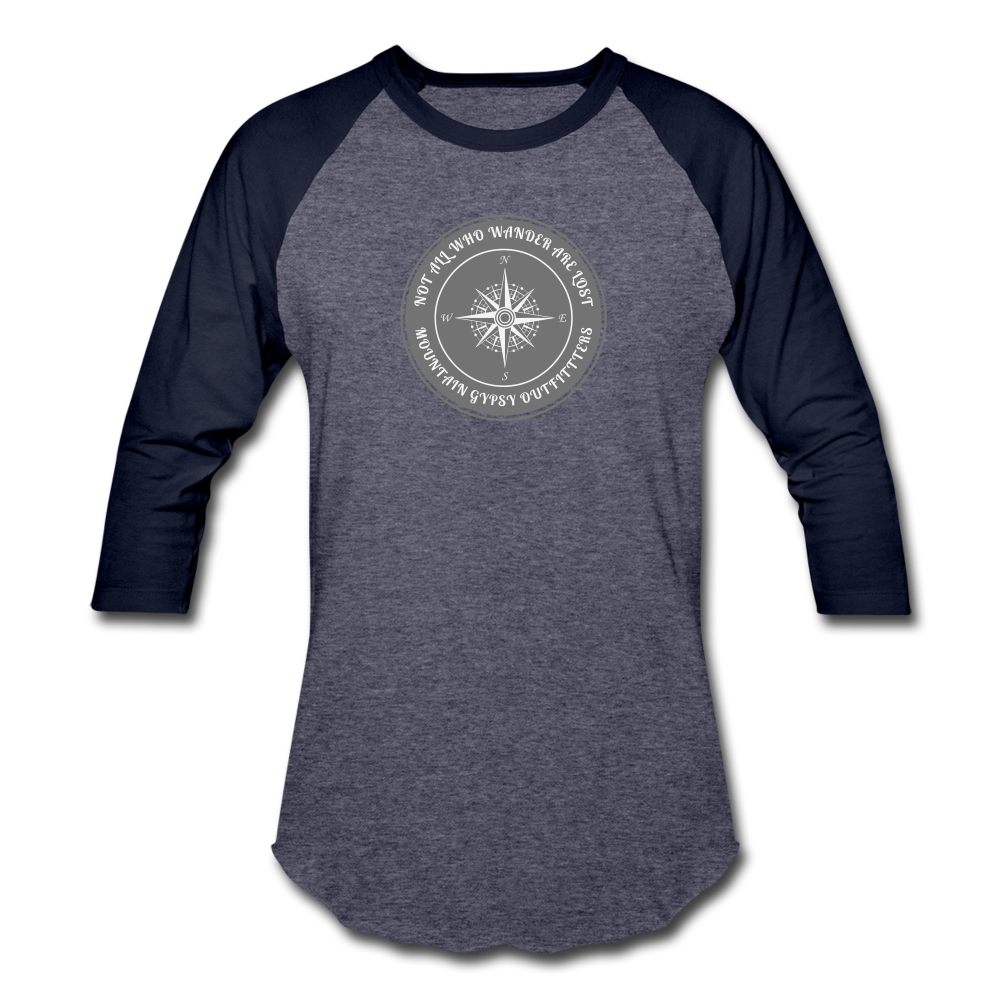 Not All Who Wander 3/4 Sleeve - heather blue/navy