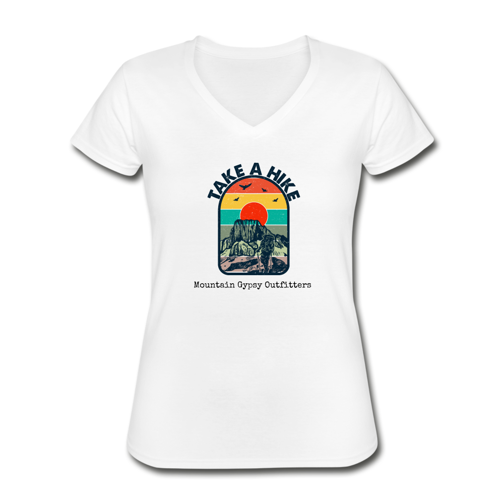 Take a Hike V-neck Tee - white