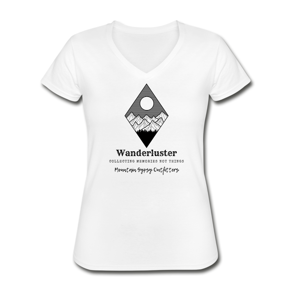 Wanderluster V-neck Tee - white
