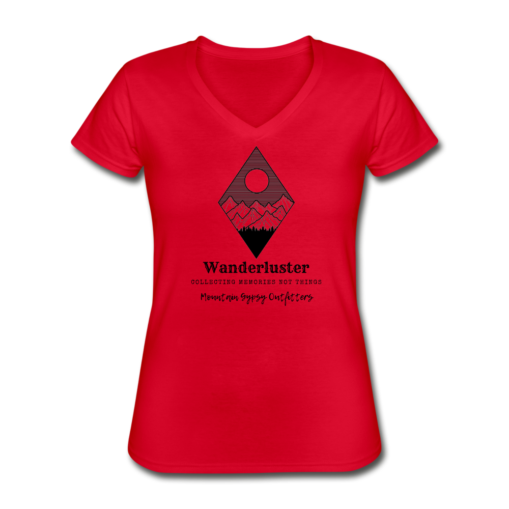 Wanderluster V-neck Tee - red