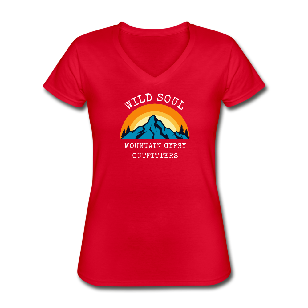 Wild Soul V-neck Tee - red