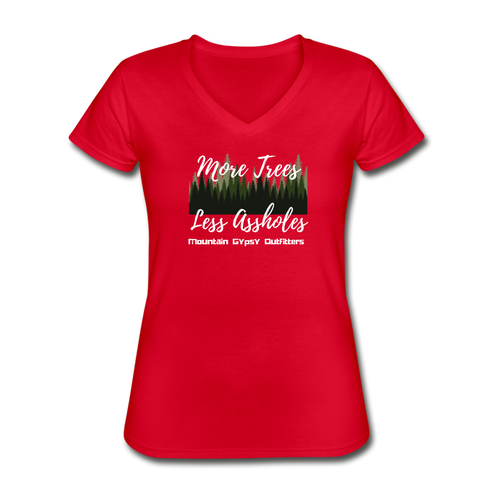 More Trees V-neck Tee - red