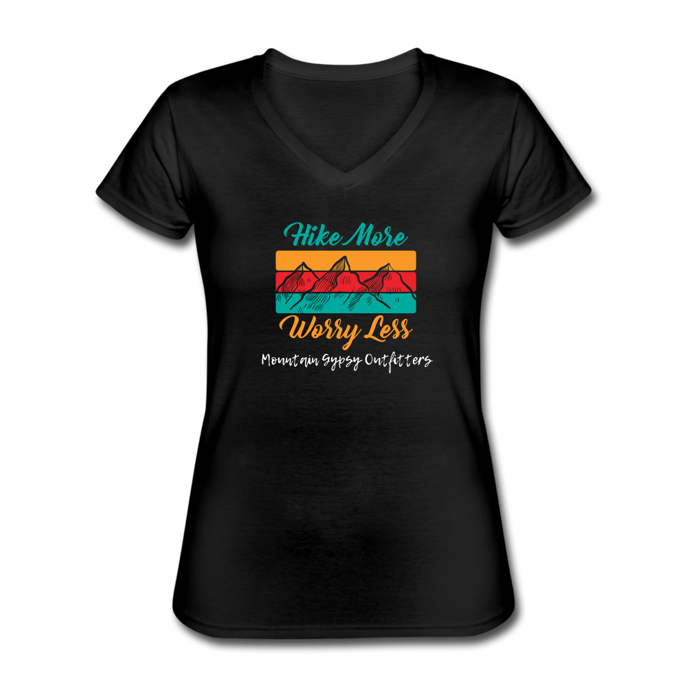 Worry Less V-neck Tee - black